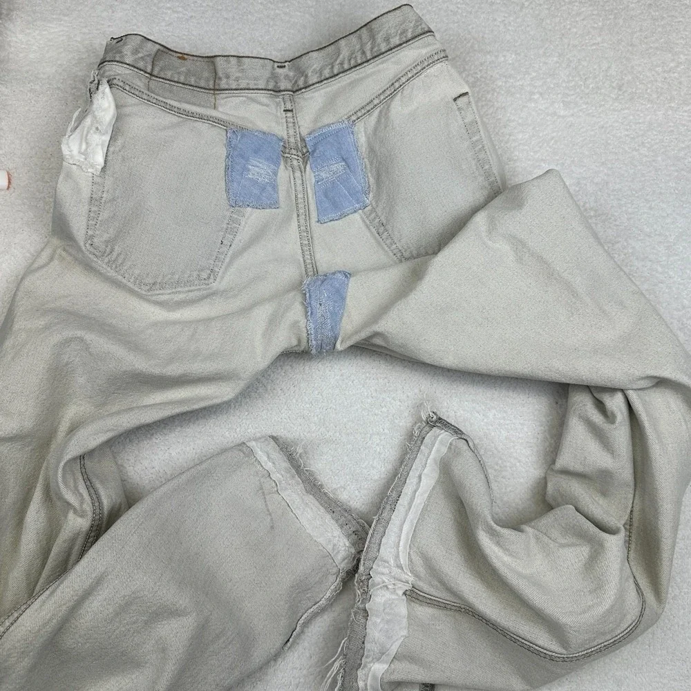 Levi's 501 Made‎ in USA Distressed Grey Wash Jeans W32 L34 Altered Raw Hem